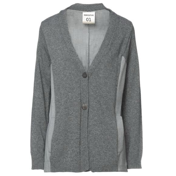 Semicouture Charcoal Gray Donna Wool Sweater Blazer Back Cardigan S NWT - Picture 3 of 11